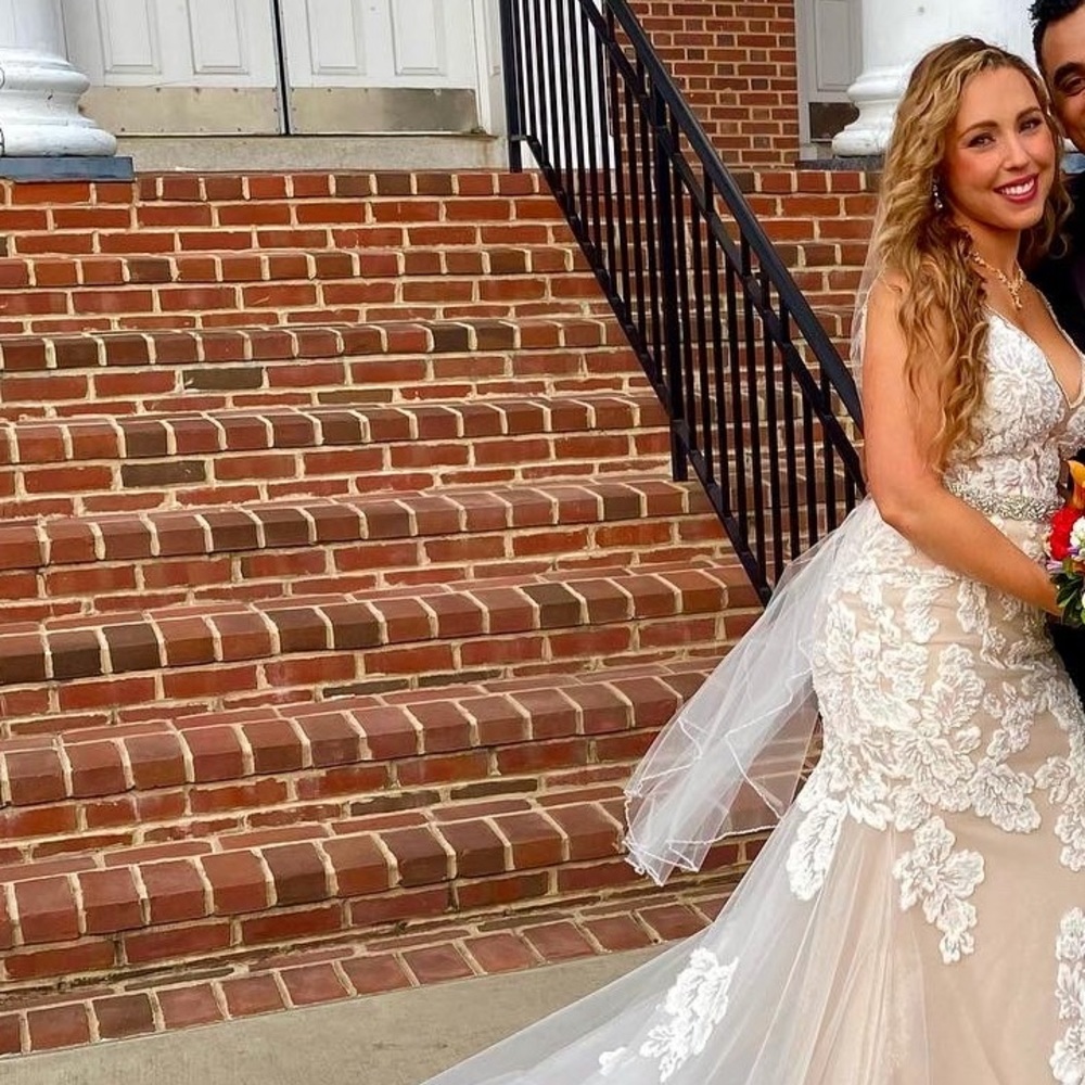 Wedding Dress, Veil, and Beaded Belt Bundle hand beaded! (Offers Welcome)